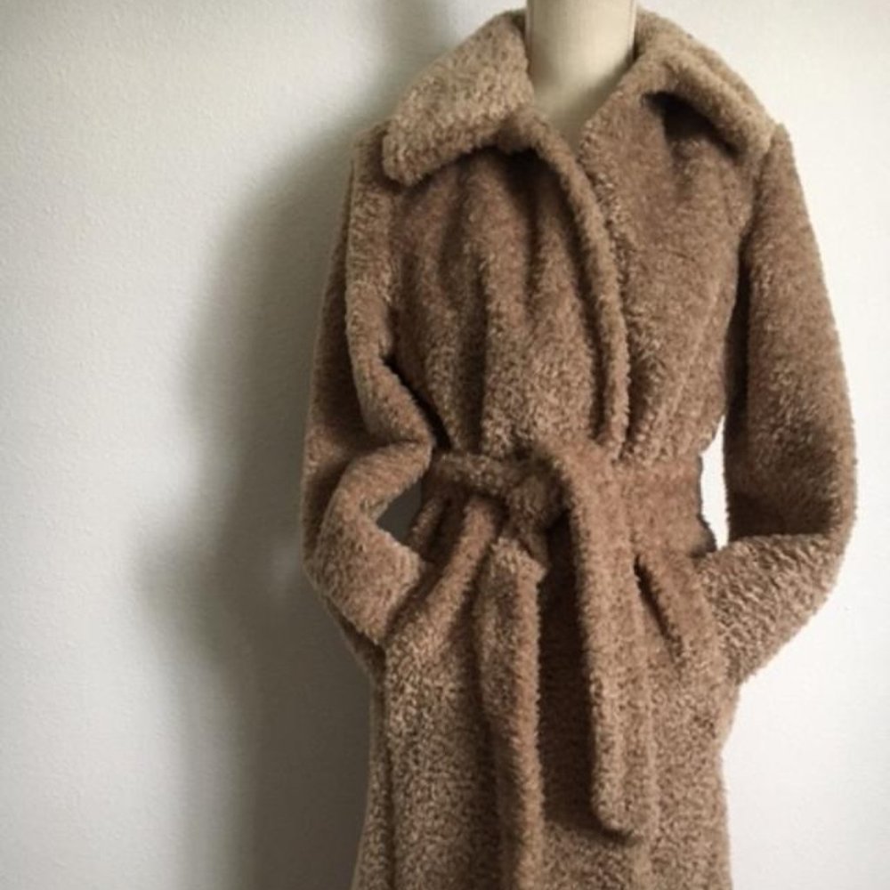 Vince Camuto Belted Faux Fur Teddy Coat, New
